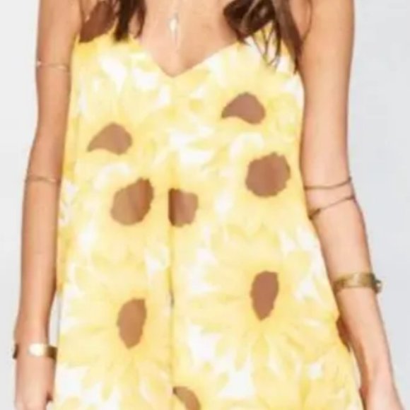 Show Me Your Mumu Women's Yellow Mumu Sunflower Romper Size Medium - Picture 4 of 13